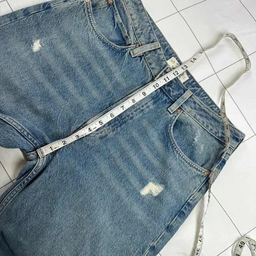 We The Free Jeans Womens 29 Blue Fast Times High Rise Mom Distressed Button Fly